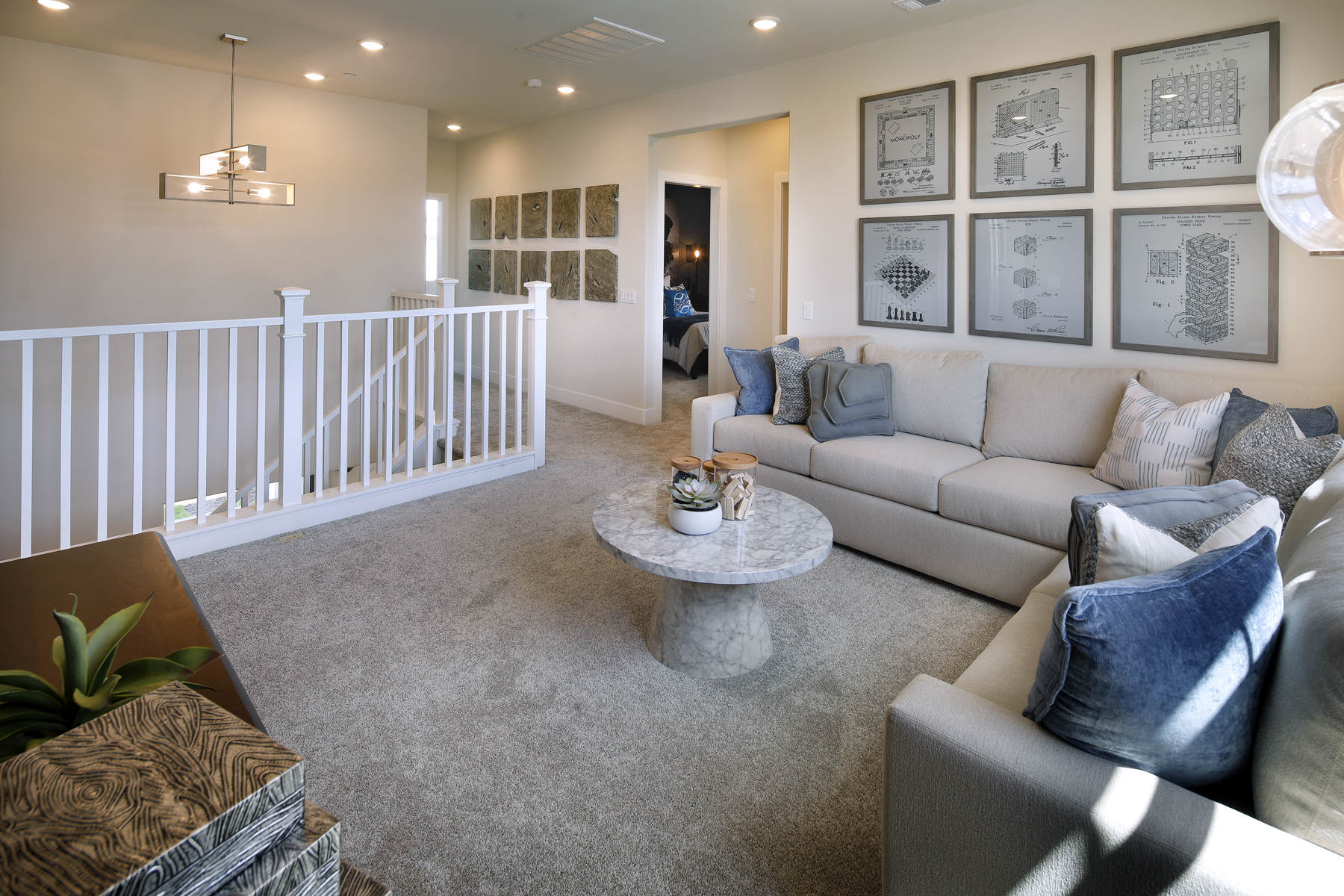 A living room with a couch and a coffee table.