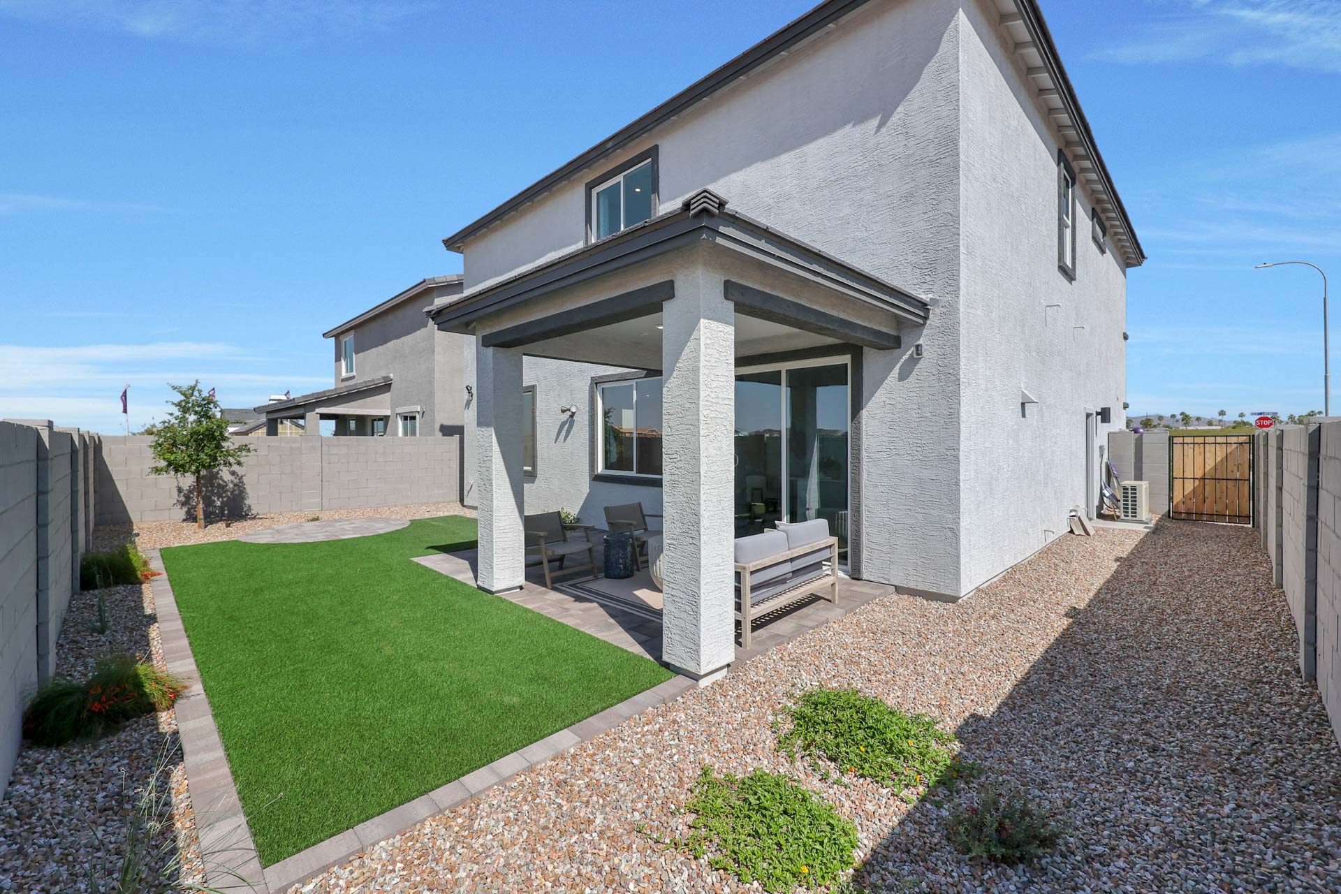 A house with a front yard.