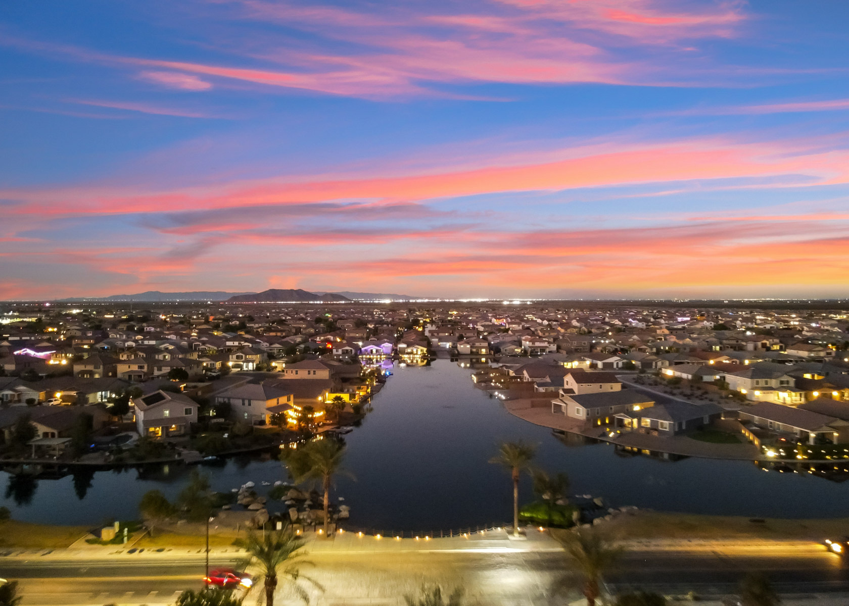 A city with a river running through it.