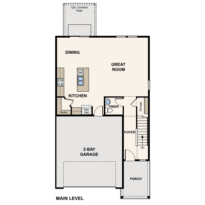 Diagram, engineering drawing. Ponderosa Floorplan, Main Level