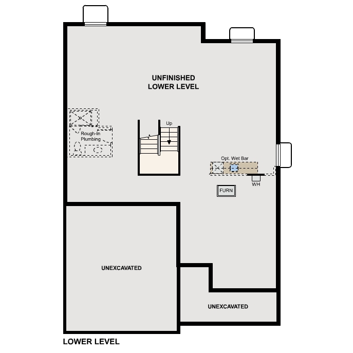 Diagram. Roosevelt Floorplan, Standard Basement