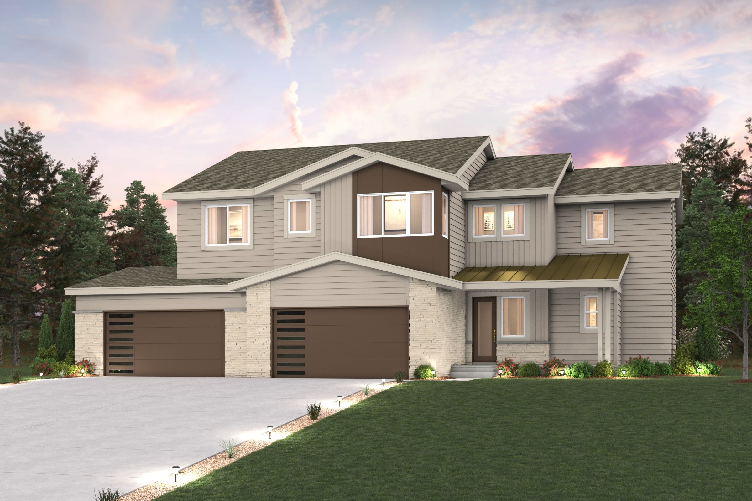 A house with a driveway.