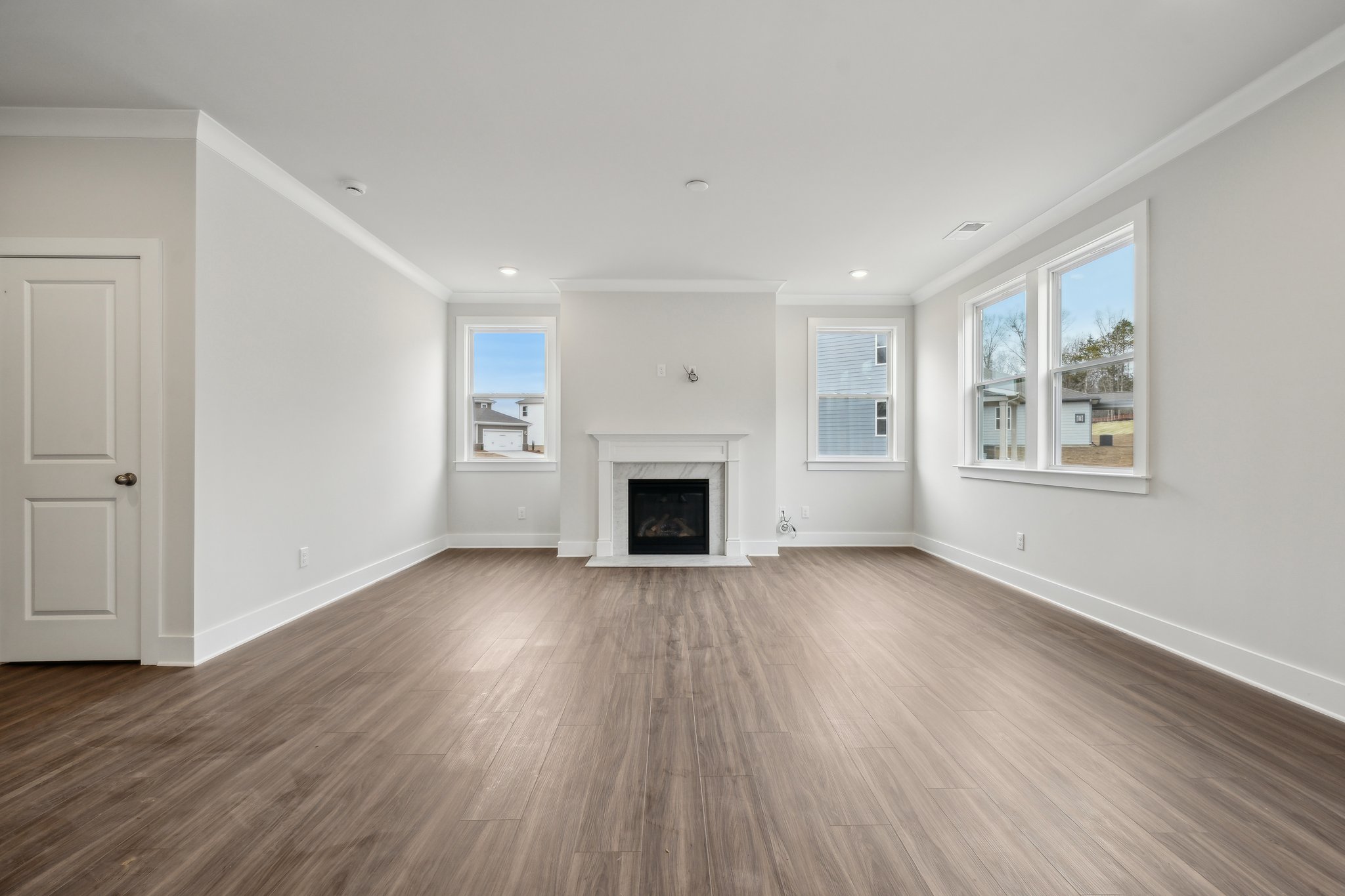 A large empty living room.
