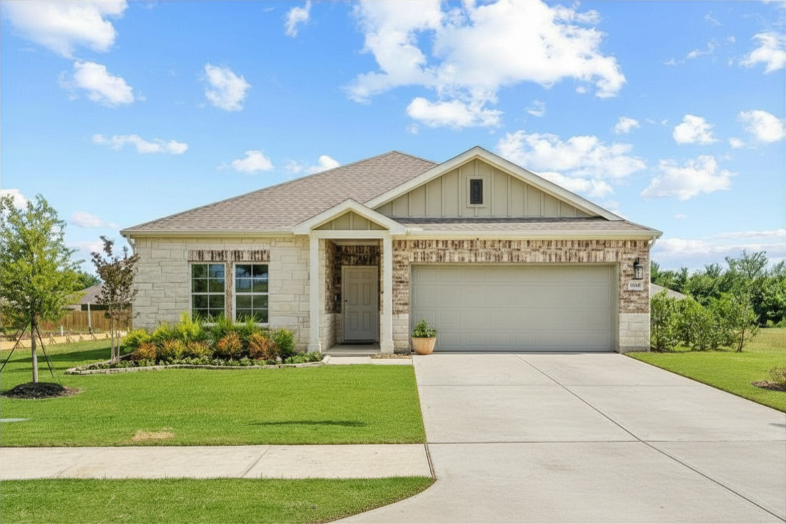 A house with a garage.