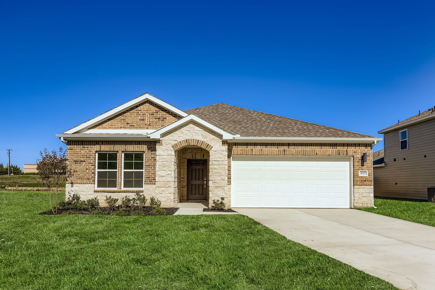 A house with a garage.