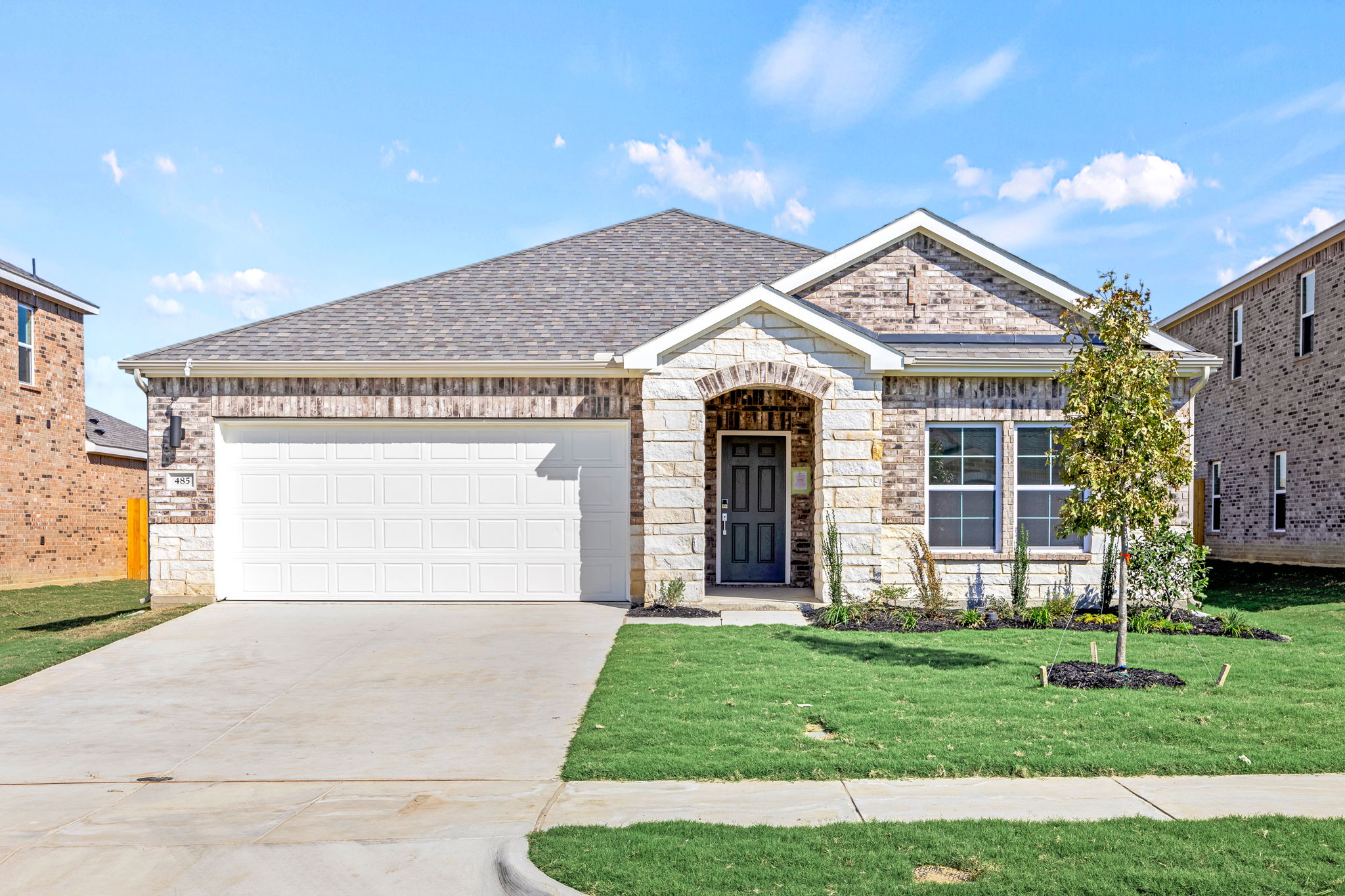 A house with a garage.