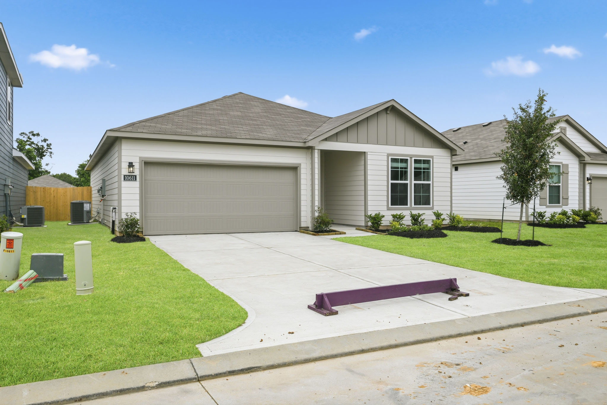 A house with a garage.