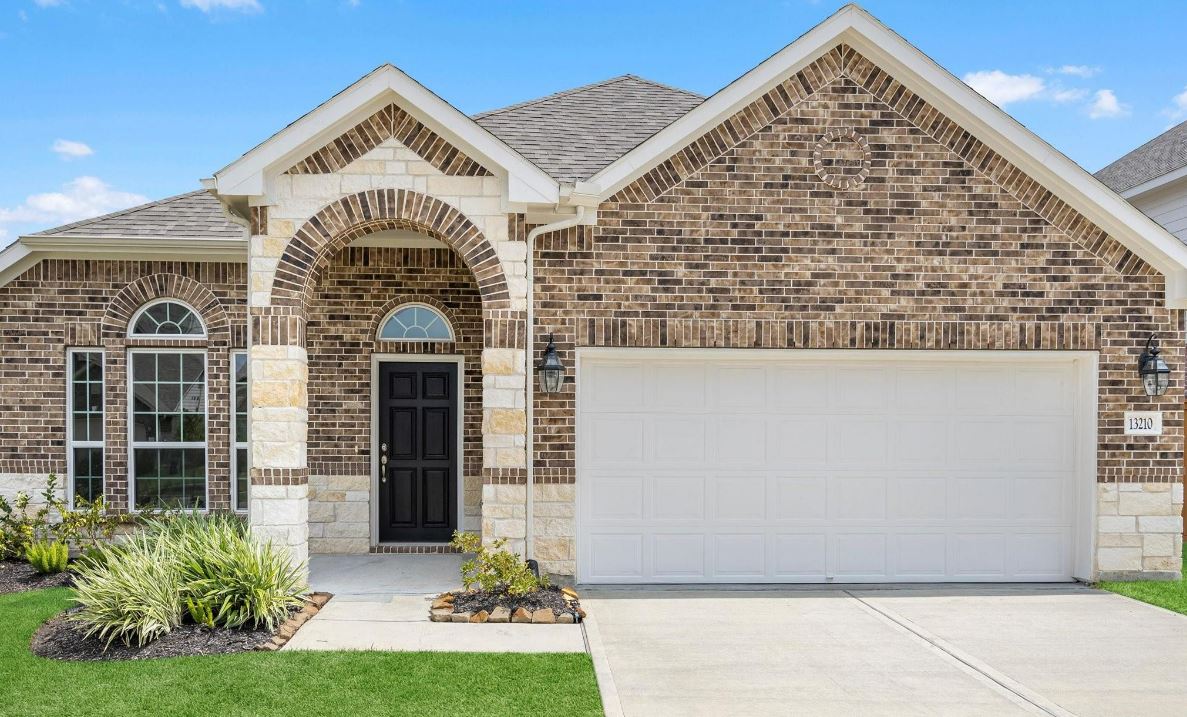 A building with a garage.
