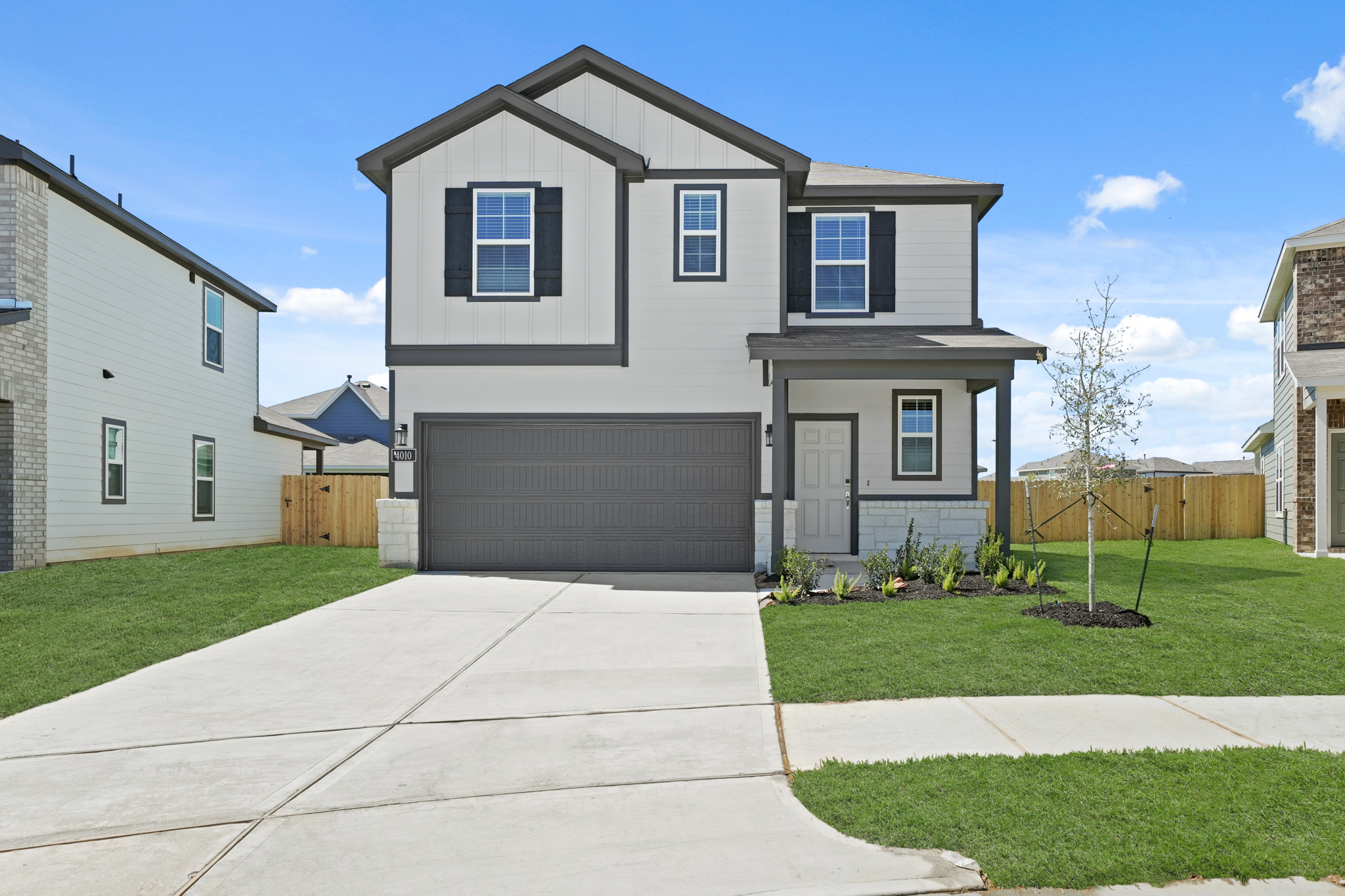 A house with a garage.
