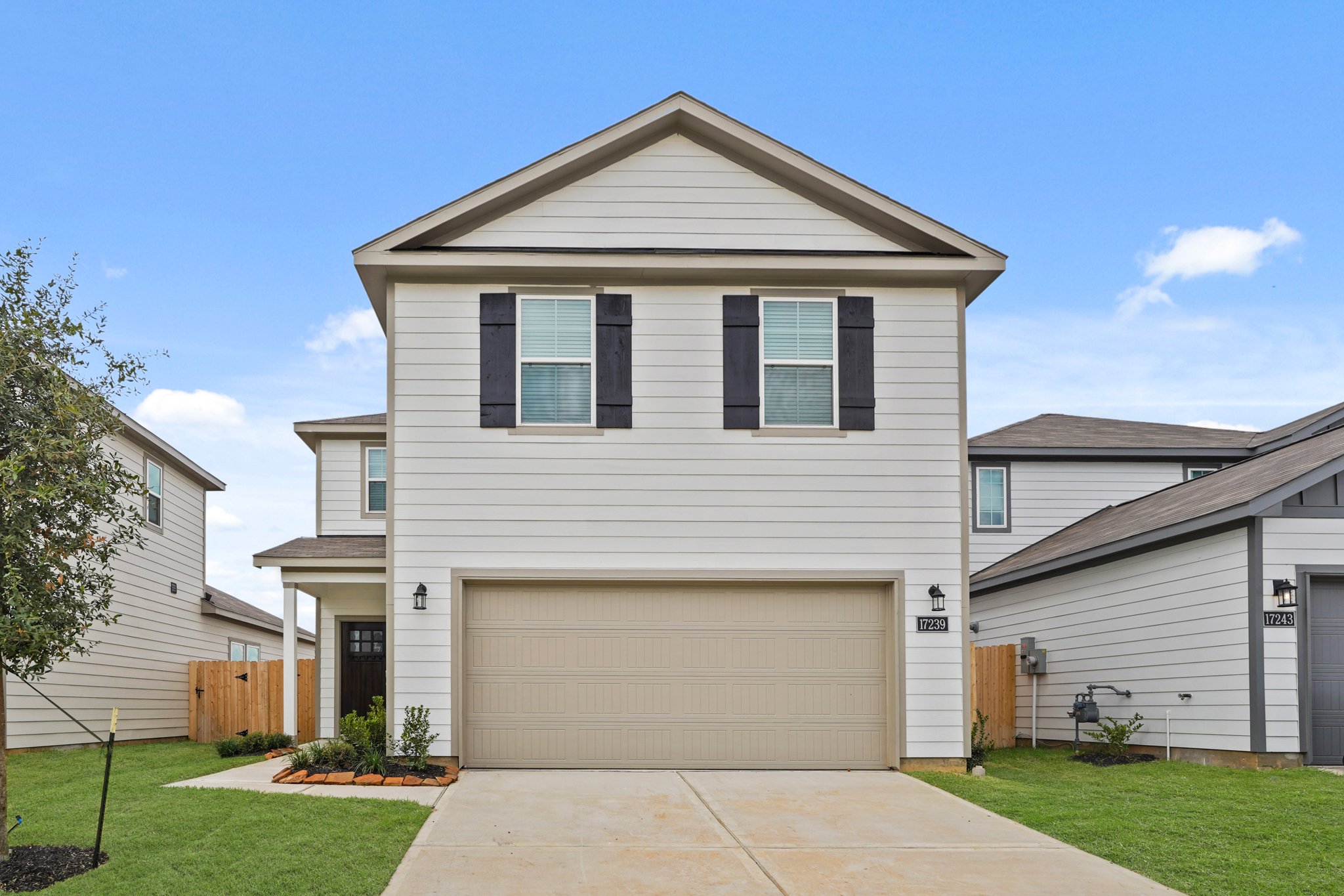 A house with a garage.