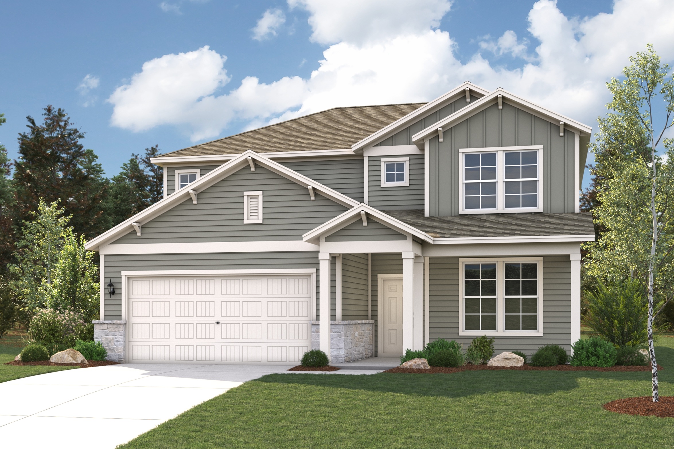 A house with a garage.