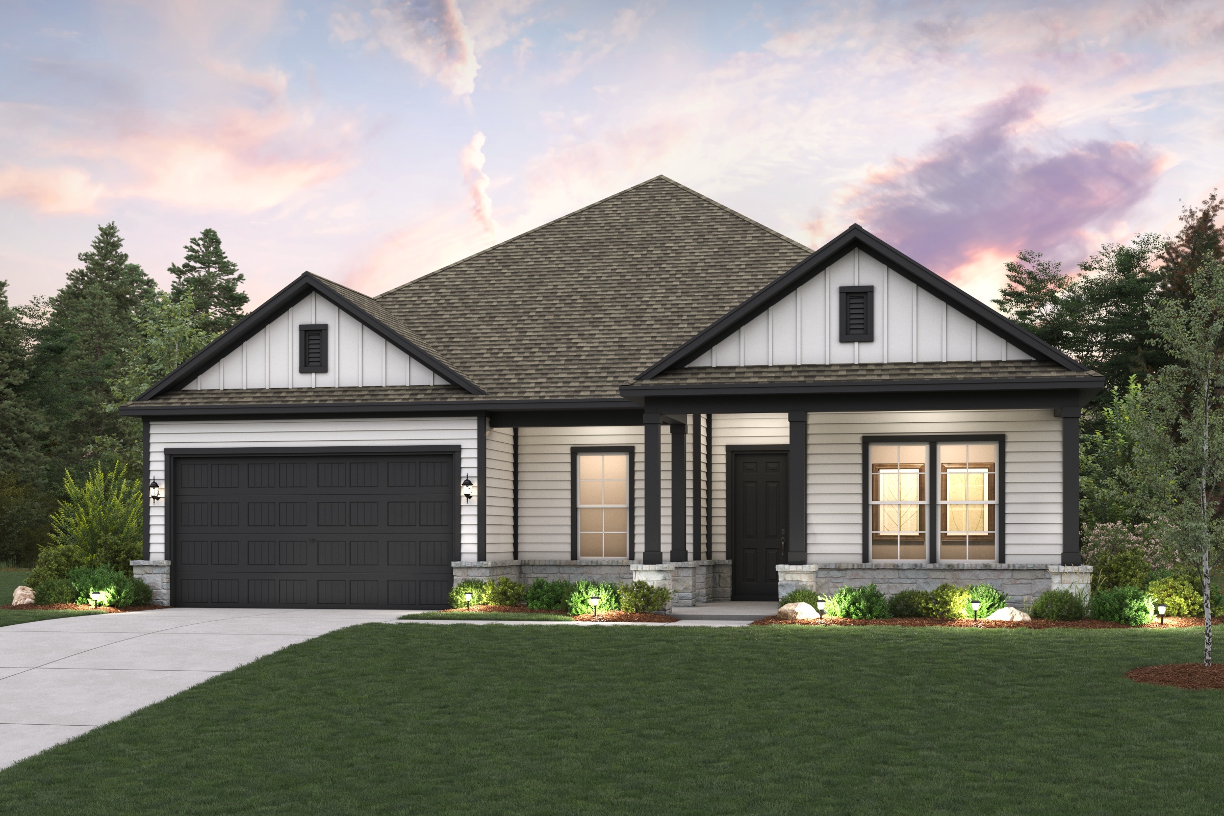 A house with a garage.