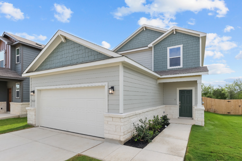 A house with a garage.
