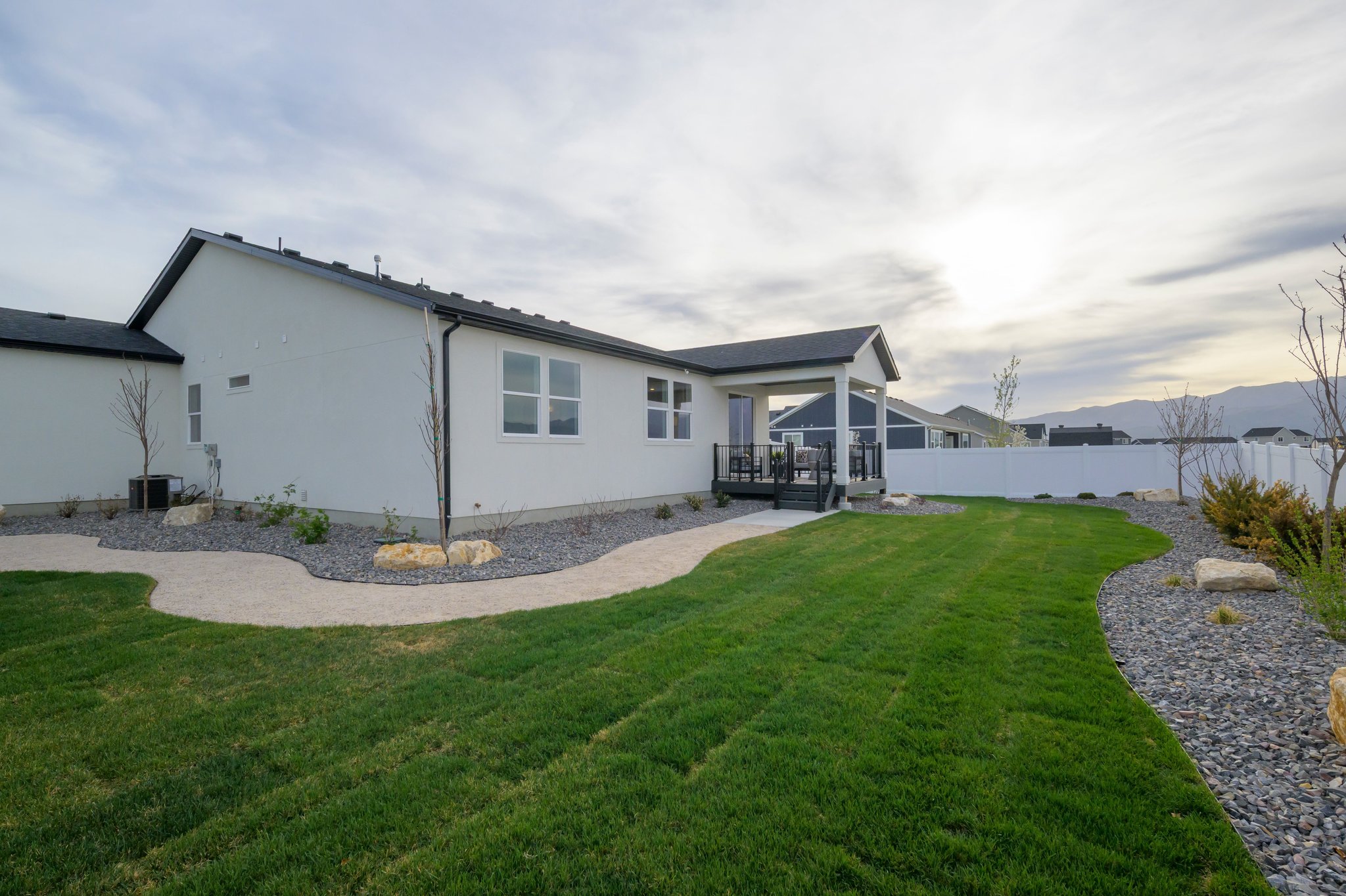 A house with a lawn.