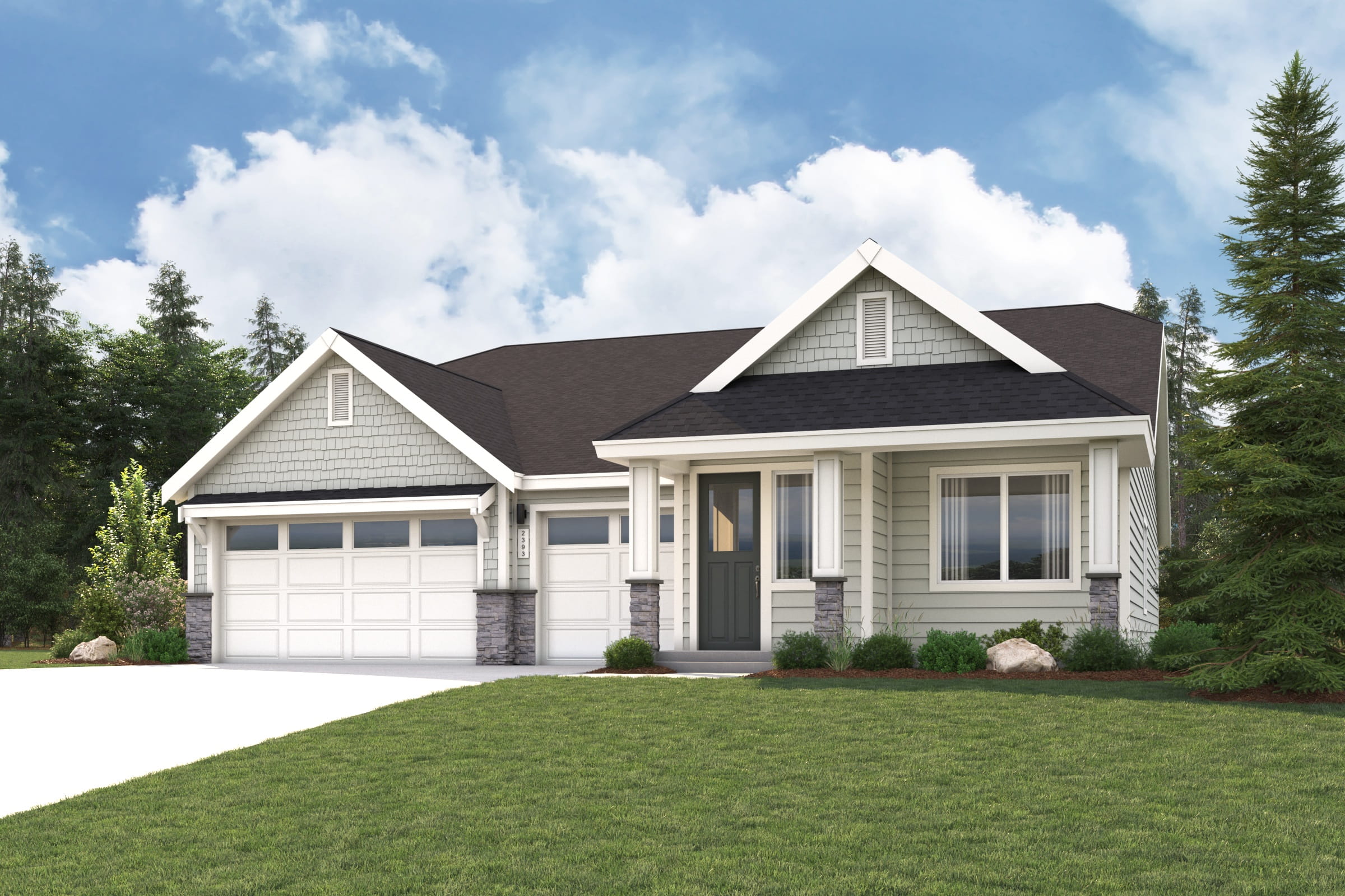 A house with a large front yard.